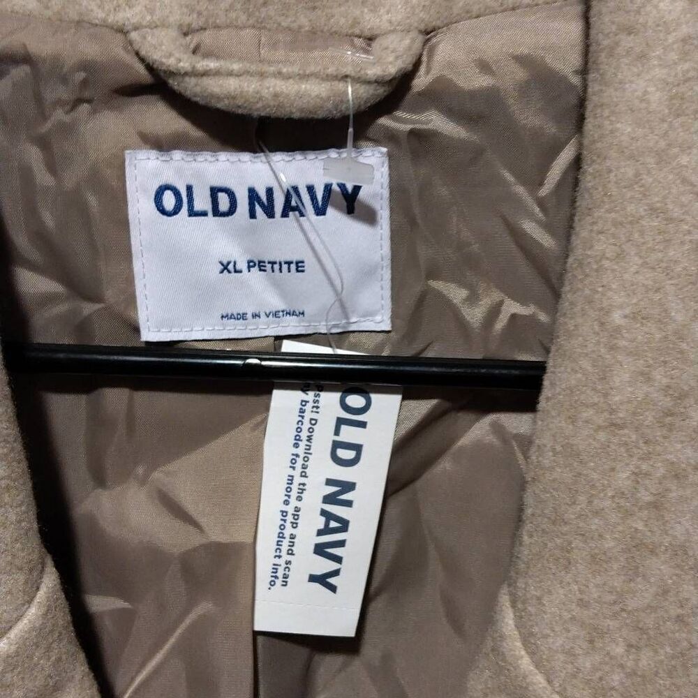 Old Navy Pea Coat Women's Size XL(Petite) Tan Double Breasted Button Pockets NWT - Picture 8 of 10